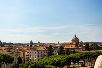 Fototapeta na wymiar View from the monument of the Altare della Patria in Rome, Lazio - Italy