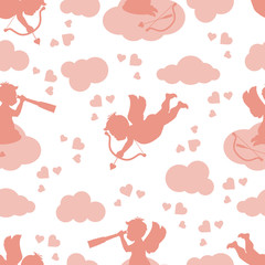 Vector seamless pattern Valentine's Day Cupid