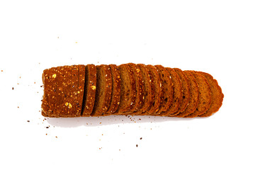 Fresh sliced multigrain bread isolated on white background.