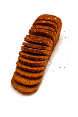 Fresh sliced multigrain bread isolated on white background.