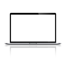 Realistic laptop computer monitor reflect with white screen. Illustration vector illustrator Ai EPS