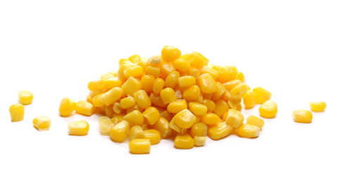 Yellow cooked corn isolated on white background
