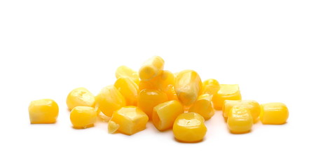 Yellow cooked corn isolated on white background