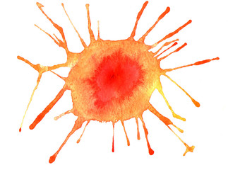 Watercolor with orange blot