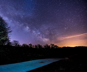 Road under the Milky Way of Agiña, Navarra