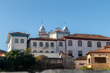 Fototapeta na wymiar Colonial houses and church towers in the historic city of Diamantina, Minas Gerais state, Brazil