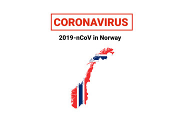 Coronavirus in Norway. Map with flag and warning on white background. Epidemic alert. Covid-19, 2019-nCoV.