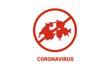 Coronavirus in Switzerland. Map with flag and warning on white background. Epidemic alert. Covid-19, 2019-nCoV.