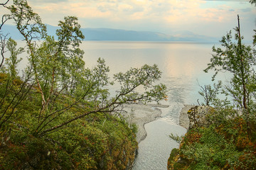 Mouth of the river Rakkasjock near Bjorkliden, northern Sweden