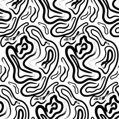 Grunge brush stroke seamless pattern. abstract inky background. 