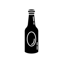 Beer bottle black glyph icon. Drinking establishment, bar, night club pub, tavern silhouette symbol on white space. Alcohol beverage, booze, craft brew vector isolated illustration