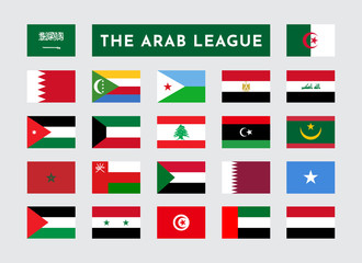 Set of The Arab League Countries Flag