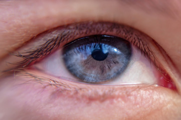 female blue eye close-up