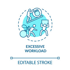 Excessive workload turquoise concept icon. Sad and stressed. Difficult work. Desperate clerk. Burnout cause idea thin line illustration. Vector isolated outline RGB color drawing. Editable stroke