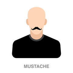 mustache flat icon on white transparent background. You can be used black ant icon for several purposes.	