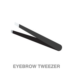 eyebrow tweezers flat icon on white transparent background. You can be used black ant icon for several purposes.	