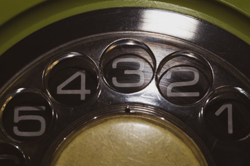 Retro telephone dial close up. rotary phone