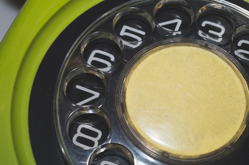 Retro telephone dial close up. rotary phone