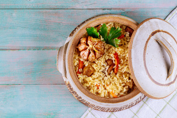 Thai with carrot, garlic and meat.