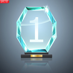 Glass Trophy Award. First place Prize plaque