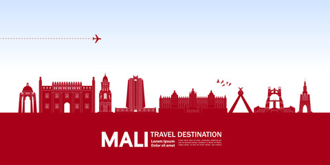 Mali travel destination grand vector illustration.  - obrazy, fototapety, plakaty