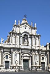 Fototapeta na wymiar Catania Cathedra at the Piazza Duomo Square in Catania, Sicily, Italy. 