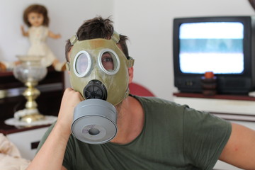 Man in quarantine at home 