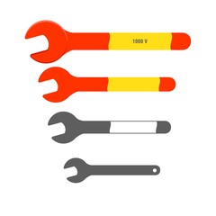 Insulated  Open End Wrench. Tool for electrician. Safe tightening bolts, nuts and lugs.