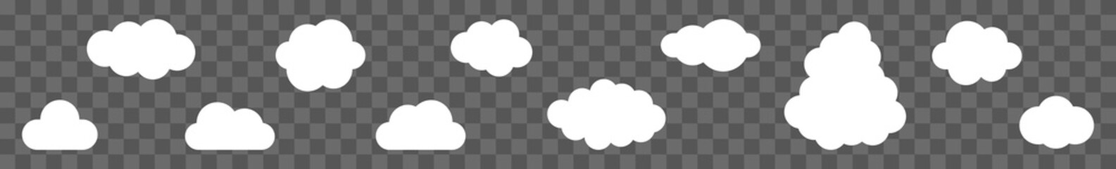 Cloud Icon White | Clouds Illustration | Weather Climate Symbol | Computing Storage Logo | Cartoon Bubble Sign | Isolated | Variations