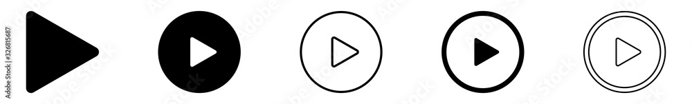 Poster play button icon black circle | start buttons illustration | video audio player navigate symbol | ar