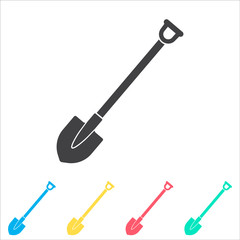Shovel multi color icon set. Simple glyph, flat vector of spring icons for ui and ux, website or mobile application