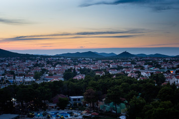Fototapeta na wymiar View of historical town Vodice in Croatia