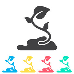 Ground leaf multi color icon set. Simple glyph, flat vector of spring icons for ui and ux, website or mobile application