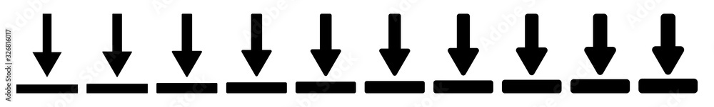 Poster download arrow icon black | arrows down illustration | file data transfer symbol | web import logo |