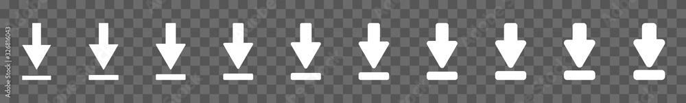 Poster download arrow icon white | arrows down illustration | file data transfer symbol | web import logo |