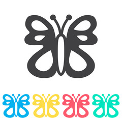 Butterfly multi color icon set. Simple glyph, flat vector of spring icons for ui and ux, website or mobile application