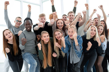 close up. a group of happy young people