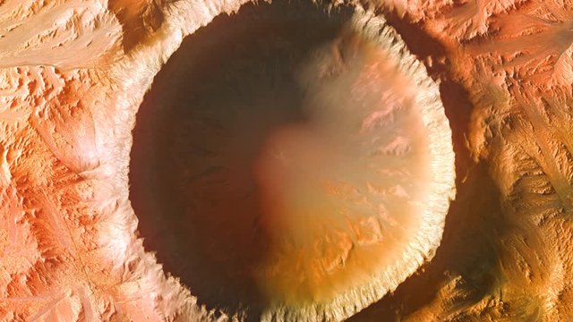 planet mars crater zoom in