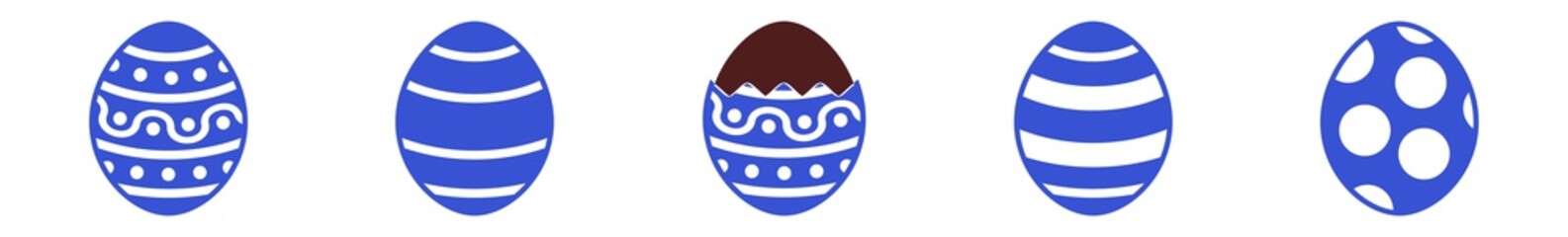 Easter Egg Chocolate Icon Blue | Painted Eggs Illustration | Happy Easter Hunt Symbol | Holiday Logo | April Spring Sign | Isolated | Variations