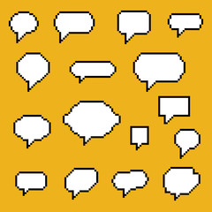 Set of pixel art speech bubbles vector illustration isolated