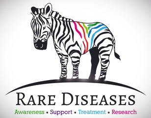 Obraz na płótnie Canvas Zebra with Colorful Stripes like Symbol for Rare Diseases, Vector Illustration