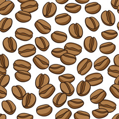 Vector seamless pattern with coffee beans