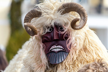 Man in a costume at the Busojaras (Buso-walking) an annual masquerade celebration of the Sokci...