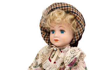 Porcelain doll,  isolated on white background