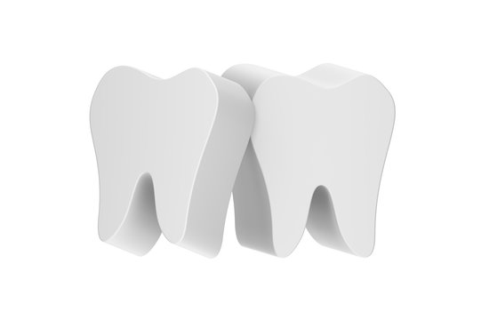 tooth lean together - dental cartoon 3d render flat style