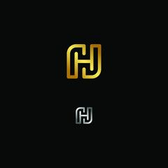 Fototapeta premium Minimal Creative Monogram Letter H Logo Design Vector with Gold an Silver colour