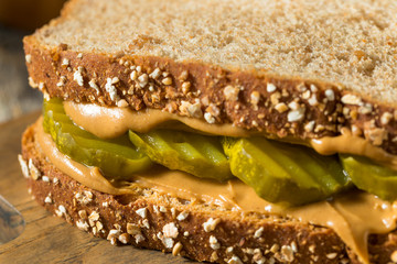 Homemade Peanut Butter and Pickle Sandwich