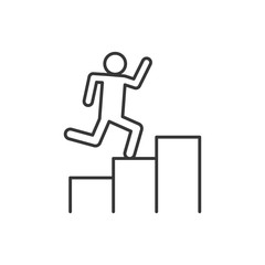 Isolated avatar running on steps line style icon vector design