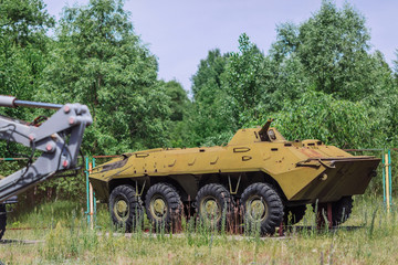 abandoned radioactive military armored vehicles that participated in the liquidation of the...