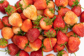 fresh strawberries from market isolated on white